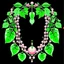 Placeholder: Create an Artwork of a Mirror with ivy branches and pearls necklace, Like a creative Logo for a Varasity Jacket to put a random number uin it, Vector illustration. Colors should be pink and green