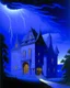 Placeholder: A violet atomic mansion in a thunderstorm painted by the Limbourg brothers