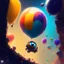 Placeholder: Wall-E, digital art, anime, 4k, full details, high resolution, colorful, alone,space balloons, cinematic