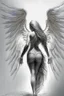 Placeholder: full body woman angel from back wings coming from back of her shoulders ultra realistic sketch