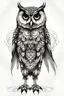 Placeholder: tattoo drawing of an standing owl front view