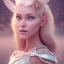 Placeholder: in front of a pink castle, a cheerful fairy, big smile, pink, blonde hair, beautiful, whole face, whole top hair head, wide open blue eyes, transparent wings onn the back, hyperrealism, masterpiece, expert, cinematic lighting, sharp focus, 8K, pastel, macro lens, woman, detailed, flower