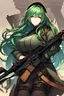 Placeholder: Female, Green Hair, rifle, steampunk