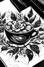Placeholder: Black and white digital underboob tattoo design of Coffee plant