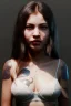 Placeholder: Ultra Realistic image, Rosalía artist, portrait, small complexion, natural small busty, traditional Japanese tattoo, vibrant color, highly detailed, art stations, concept art, smooth, unreal engine 5, god rays, ray tracing, RTX, lumen lighting, ultra detail, volumetric lighting.