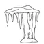 Placeholder: A black and white cute drawing of a icicles, only outline, white background,for kids