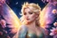 Placeholder: big fairy wings. As the night sky casts its dreamy gaze upon Elsa, amidst the vibrant blossoms of spring, her blonde right locks shimmer like a golden halo. high purity. highly detailed, digital art, beautiful detailed digital art, colorful, high quality, 4k