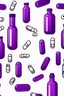 Placeholder: animated style, a bottle of pills, purple color