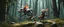 Placeholder: rat gremlin elf halfling pixie runner, airbrush and pen outline, realistic 3d rendering with high contrast forest background