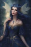 Placeholder: Midnight blue,Dark blue hair,night,dark fairy princess ,elven crown,elven ears,sparkle,glitter,gold armor,dragonflies,rapunzel hair,water lilies