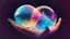 Placeholder: Chrystal ball to look into the future, hands around the ball, smoke appearing inside the ball, pink, dark blue, orange, yellow, aqua blue, very detailed and realistic, ilustration