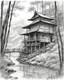 Placeholder: in bamboo forest, tree house on bamboo tree, small water fall nearby,bamboo forest, pen line sketch Inspired by the works of Daniel F. Gerhartz, with a fine art aesthetic and a highly detailed, realistic style