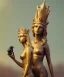 Placeholder: Statue of Queen of photography. Cute blonde woman. Photographer in golden crown. Standing on the street. Big camera in her hand. hyperdetailed, photorealistic, trending on artstation, greg rutkowski, beksinski, kodachrome