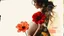 Placeholder: Abstract art, collage, mixed media, double exposure, portrait of pregnant woman, red flower, collage