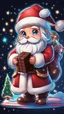 Placeholder: Chibi santa-claus hug big Chocolate in 8k sticker, style of fairy academia, neon lights, intricate details, highly detailed, high details, detailed portrait, masterpiece,ultra detailed, ultra quality