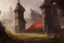 Placeholder: a rough medieval settlement, iron ,iron, iron, fantasy, d&d, concept art, sharp focus, trending on artstation, digital painting, midday, sunny, beautiful