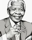 Placeholder: Outline art for coloring pages with Nelson Mandela, white background, cartoon character, sketch style, only use outline, line art, white background, no shadows and well and clear outline