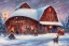 Placeholder: A playful scene of a barn, December, snow, Disney, Pixar, Dreamworks, Behance, Artstation, C4D, fun, cute, colorful