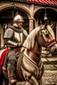Placeholder: A purebred horse with a knight from the Middle Ages
