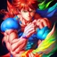 Placeholder: colorful fist, digital art, anime