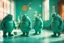 Placeholder: ugly Vogons in sunshine, in a turquoise room, ethereal, cinematic postprocessing, bokeh, dof