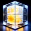 Placeholder: a futuristic translucent neurocube, inside the cube there are partitions made of honeycomb plates