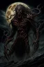 Placeholder: A dramatic digital painting portraying a horror monster under the Moon, veins pulsing, claws of temptation visible, soul in turmoil. In the style of Luis Royo and Boris Vallejo and Giger and Ridley Scott, vivid colors, swirling brushstrokes, highly detailed, 8k resolution, surrealistic., juicy emotions, painting, gloomy fantasy, gloomy day, dark world, portrait, wide strokes, a weaving frame around, by Ryohei Hase, Agnes Cecile, Raymond Swanland, Anne Bachelier