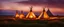 Placeholder: Prairie landscape, magic hour lighting, 3 teepees, historically authentic