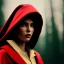 Placeholder: Head to shoulder portrait little red riding hood, by tim burton, cinematic lighting, Hyperrealism, 8k uhd, depth of field, photography, unreal engine, octane render, raytracing, cgi, lumen reflections, cgsociety, ultra realistic, volumetric fog, insanely detailed, intricate