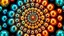 Placeholder: 3d mandela recursive made of a metallic random color spheres turning many times likr Spirograph drawing Kaleidoscope Ruler Set creation
