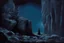 Placeholder: night, rocks, cliff, 2000's gothic horror movies influence, friedrich eckenfelder and jenny montigny impressionism paintings