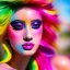 Placeholder: masterpiece, best quality, woman, sparkling eyes, fluorescent skin, colorful makeup, blond flutter hair, highly detailed body, sun light, 4K, RAW, depth of field, high contrast, realistic details, 24mm