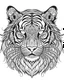 Placeholder: tiger face tattoo, coloring book page. simple and clean line art, adults drawing book, Black and white only, crisp black lines, sharp lines, simple colouring page for adults, black and white picture, lots of details, tattoo style