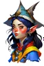 Placeholder: Dungeons and Dragons Gnome Female profile picture Sorcerer black hair dungeon background