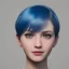 Placeholder: potrait e-girl , eyes like ocean blue, short hair, smile, 8k, rtx, eyebrows like serious, facing left, real