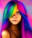 Placeholder: a portrait of a beautiful girl, with colorful hair, midjourney v4