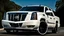 Placeholder: A sleek white shiny (((Customized gangsters lowrider cadillac escalade))), its contours and details perfectly captured in a (((cinematic view))), zipping along a winding road under a beautiful blue black morning sky