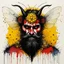 Placeholder: [art by Ralph Steadman] Devil of bees: a colourful Celtic warrior with a beard, covered by honey, In the heart of the buzzing hive, where the walls cracked and the sacred ways of life were defiled, there lurked the malevolent presence known as the Devil of Bees. This laughing entity, with a dark, twisting beard that seemed to writhe with a life of its own, wielded a power that struck fear