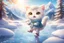 Placeholder: cute anime chibi cat iceskating on a frozen pond, mountains, forest in sunshine Weight:1 heavenly sunshine beams divine bright soft focus holy in the clouds Weight:0.9