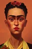 Placeholder: Portrait of a Baby Frida Kahlo , an abstract painting of rusted metal and flowers, rust, blender 3d , textured, beautiful perfect angry baby face, soft factions, highly detailed By Disney