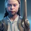 Placeholder:  Greta Thunberg octane render, 8k, high detail, elvish, metallic