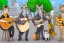 Placeholder: Group of three mature cats musicians, one cat playing guitar, one cat playing drums, one cat holding microphone and singing, street, Vienna, smiling, sunny day, model style, hyper realistic, extremely accurate, delicate, extremely detailed, Graphic novel style, wide-angle, open aperture, superfine pencil