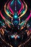 Placeholder: beautiful woman model with make up Cosmic Extraterrestrial, Futuristic alien face with metallic accents and otherworldly colors.., tema halloween, background black