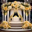 Placeholder: Hyper Realistic Beautiful Traditional Wedding Stage decorated with Yellow & White roses at Night