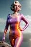 Placeholder: Realistic image, retro sci-fi, portrait, blonde woman, sweet Marylin Monroe face, perfect iris, glow eyes. tight latex tights suit. soft color, highly detailed, unreal engine 5, ray tracing, RTX, lumen lighting, ultra detail, volumetric lighting, 3d, finely drawn, high definition, high resolution.