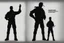 Placeholder: Boy character silhouette with creative trophy with his hand like winner stand on stage