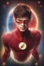 Placeholder: Grant Gustin as The Flash - 3D bubbles, 3D hearts, multicolored lightning, aurora borealis, UFOs, Devil's Tower, fireflies, professional quality digital photograph, happy time