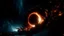 Placeholder: Intense Black Hole explosion in deep space. Wormhole apocalypse wipes out Universe. Worm-hole collision explodes in outer space. Epic galaxy with growing black hole. Cinematic interstellar ...