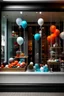 Placeholder: Effective outdoor window display for modern fashion store with party theme