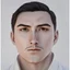 Placeholder: mysterious youthful Russan male, man, dark and intriguing, confident, intense, handsome, anime style, dark black short hairs, white shirt, white paint background, white man, brown eyes, mustache The head looks straight ahead